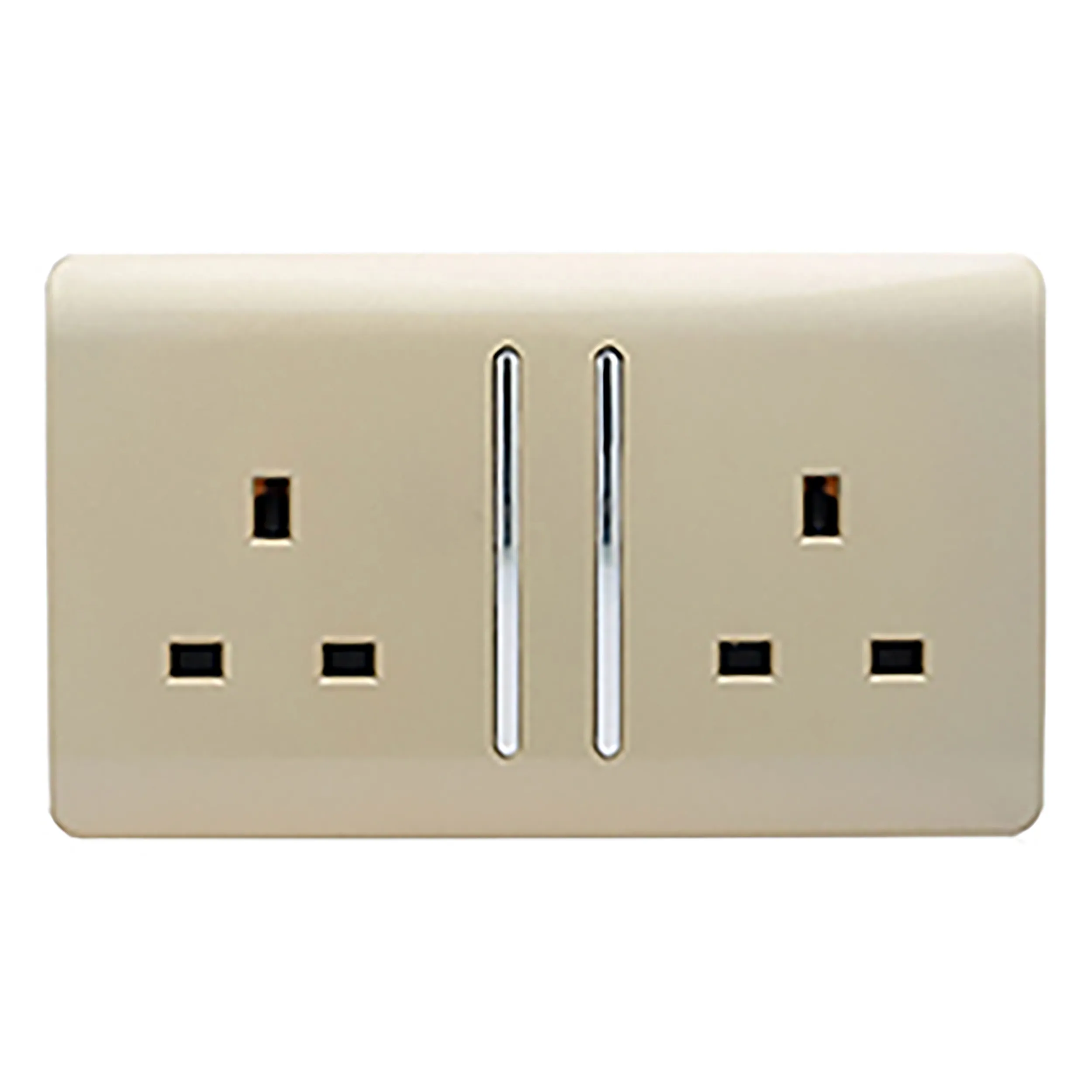 2 Gang 13Amp Long Switched Double Socket Champagne Gold